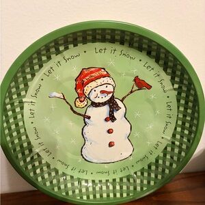 3 Festive Holiday Tin Plates